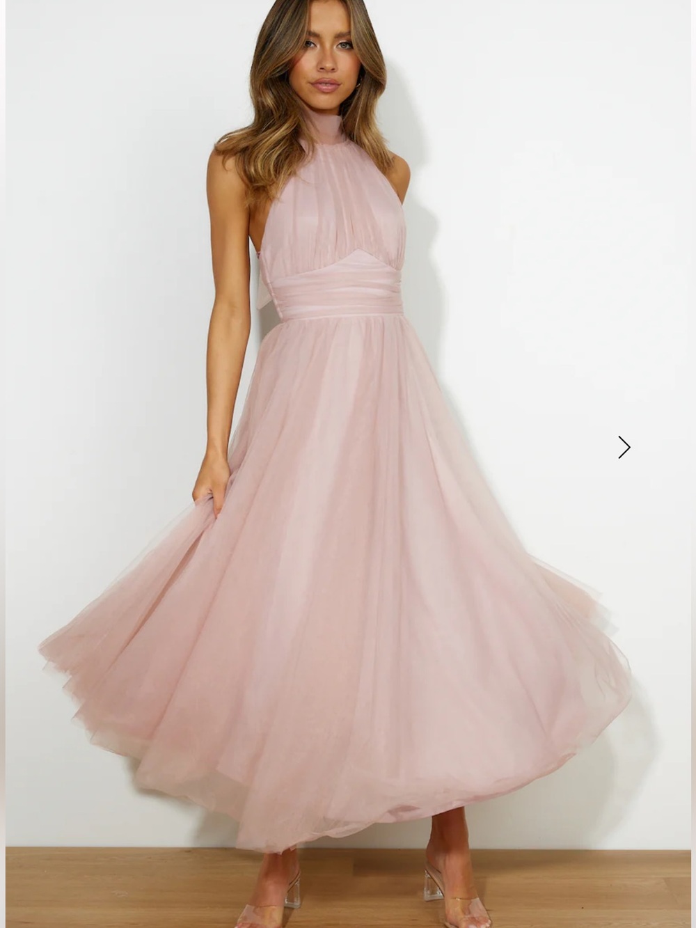 Hello Molly Tangled Up blush Tulle Maxi dress Size Medium New with tag
